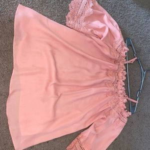 Pink off the shoulder blouse